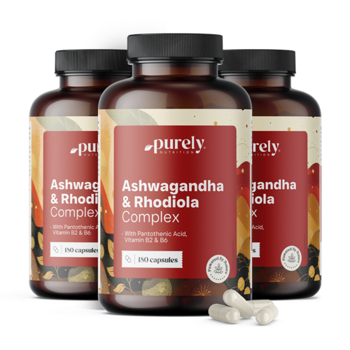 3x Ashwagandha en Rhodiola Rosea - complex voor lichamelijke en geestelijke prestaties, totaal 540 capsules