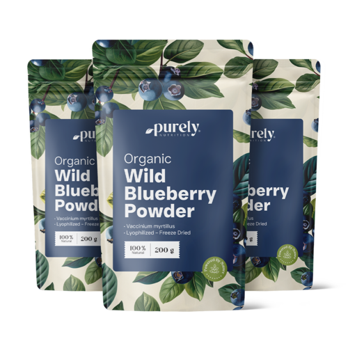 3x BIO Wilde bosbessenpoeder, totaal 600 g