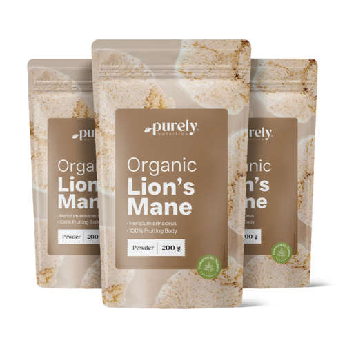 3x BIO Pruikzwam – paddenstoelpoeder, totaal 600 g