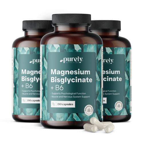 3x Magnesiumbisglycinaat met vitamine B6, totaal 540 capsules