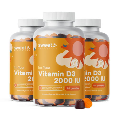 3x Vitamine D3 2000 IE, totaal 450 gummies