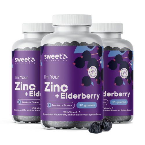 3x Zink met vlierbes – gummies ter ondersteuning van de weerstand, totaal 270 gummies