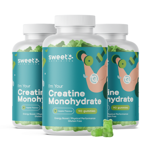 3x Creatine monohydraat 3000 mg – appel, totaal 270 gummies